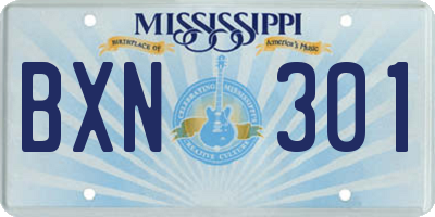 MS license plate BXN301