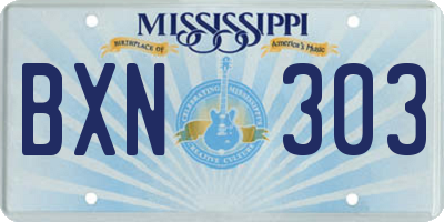 MS license plate BXN303