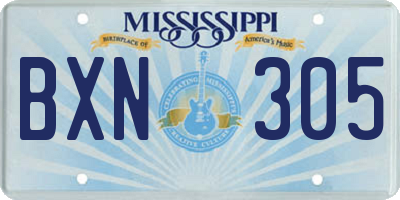 MS license plate BXN305