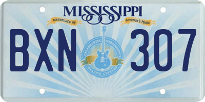 MS license plate BXN307