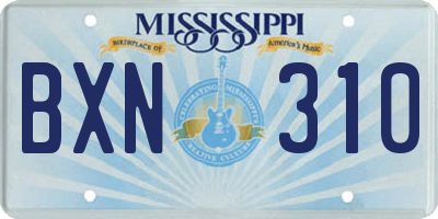 MS license plate BXN310