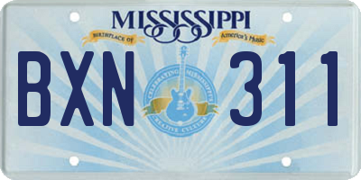 MS license plate BXN311
