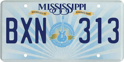 MS license plate BXN313