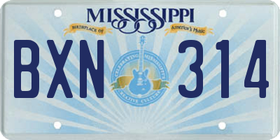MS license plate BXN314