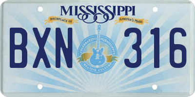 MS license plate BXN316
