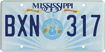 MS license plate BXN317