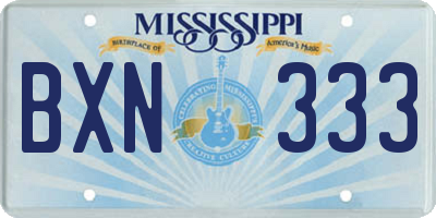 MS license plate BXN333