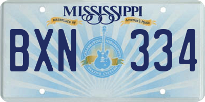 MS license plate BXN334