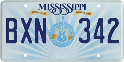 MS license plate BXN342