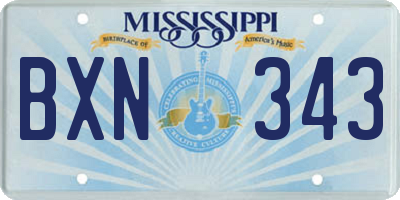 MS license plate BXN343