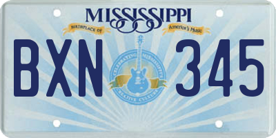 MS license plate BXN345