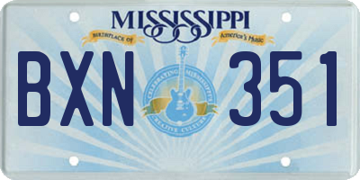 MS license plate BXN351