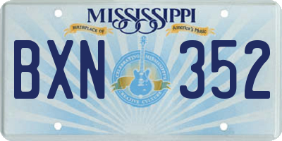 MS license plate BXN352