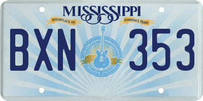 MS license plate BXN353