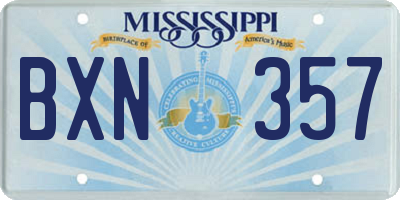 MS license plate BXN357