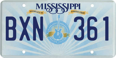 MS license plate BXN361