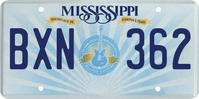 MS license plate BXN362