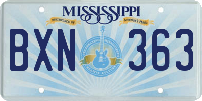 MS license plate BXN363