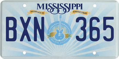 MS license plate BXN365