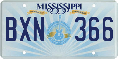 MS license plate BXN366