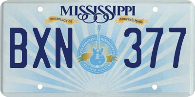 MS license plate BXN377