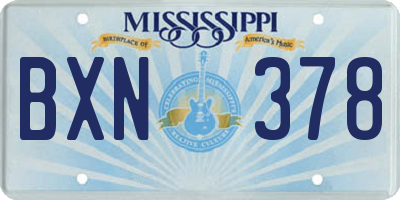MS license plate BXN378