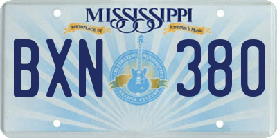MS license plate BXN380