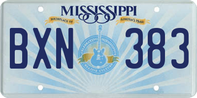 MS license plate BXN383