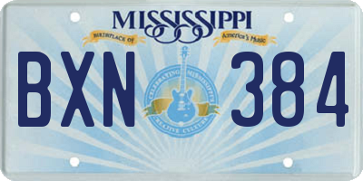 MS license plate BXN384