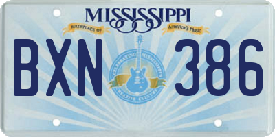 MS license plate BXN386