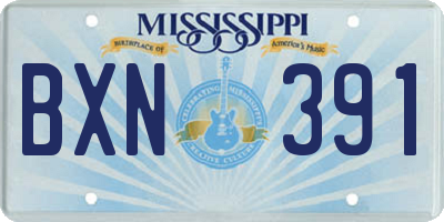 MS license plate BXN391