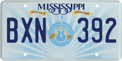 MS license plate BXN392