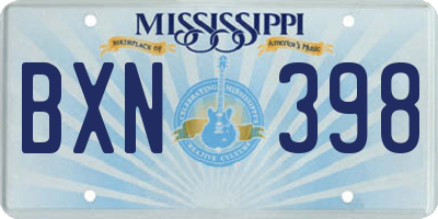 MS license plate BXN398
