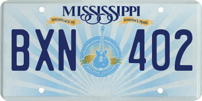 MS license plate BXN402