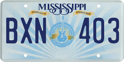 MS license plate BXN403