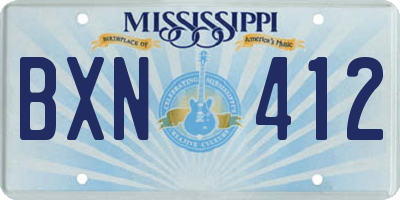 MS license plate BXN412