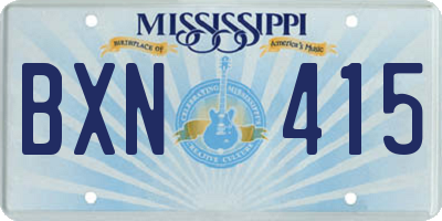 MS license plate BXN415