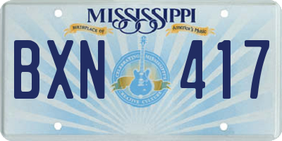 MS license plate BXN417