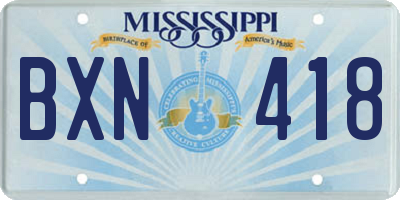 MS license plate BXN418