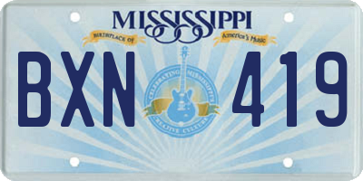 MS license plate BXN419