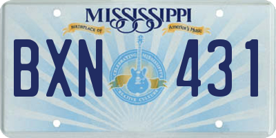 MS license plate BXN431