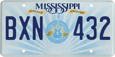 MS license plate BXN432