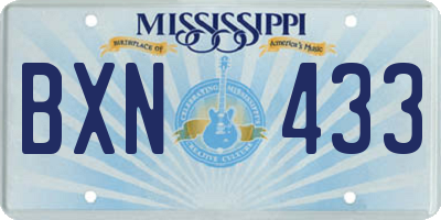 MS license plate BXN433