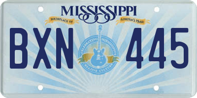 MS license plate BXN445