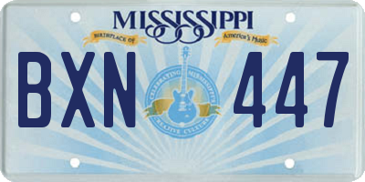 MS license plate BXN447