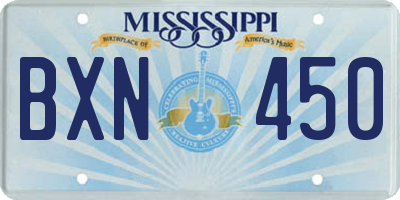 MS license plate BXN450