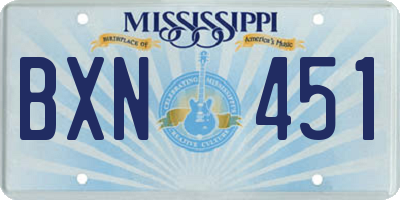 MS license plate BXN451
