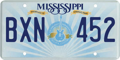 MS license plate BXN452