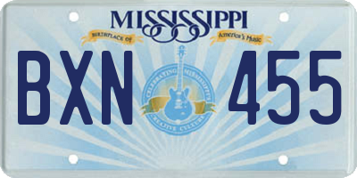 MS license plate BXN455