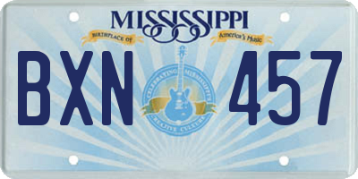 MS license plate BXN457